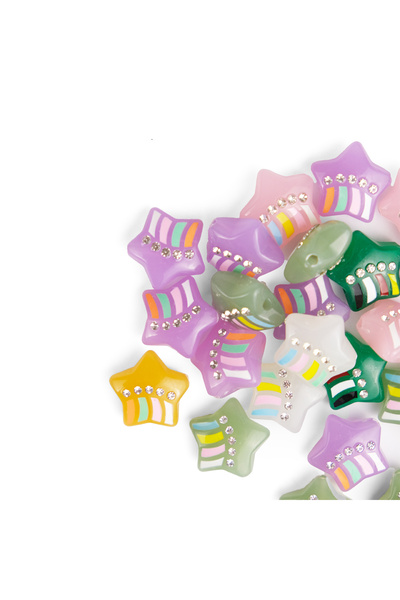 Prestij Boncuk Mărgele din plastic 3D cu stele colorate și mixte