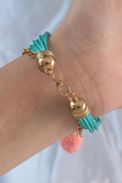 AfraBeauty Turquoise Color Snowflake Figure Chain Detail String Multiple Bracelet