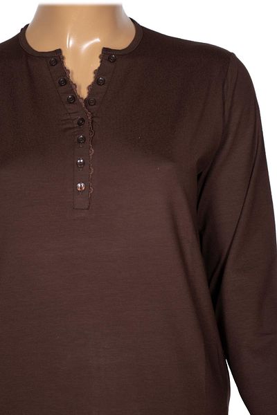 Pıtırcık Cimariva Women's Dicle Plus Size V-Neck Ruched Brown Blouse