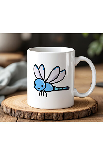 BB TRADE White Ceramic Printed Mug with Blue Color Bee Design 330ml