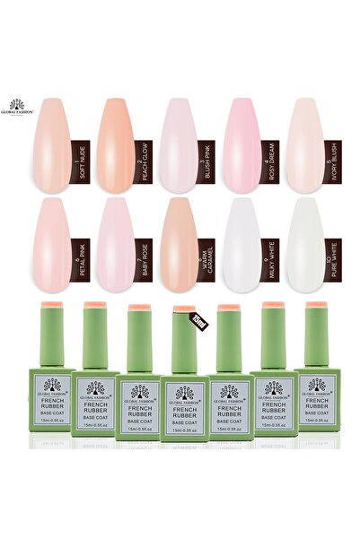 global fashion طبقة أساسية من المطاط الفرنسي UV/LED - 10 درجات لون طبيعية، مُ...