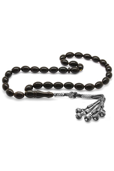 Tesbihane Premium Boxed 1000 Sterling Kazaz Tasseled Barley Cut Maxi Size Red Color Natural Drop Amber Prayer Beads