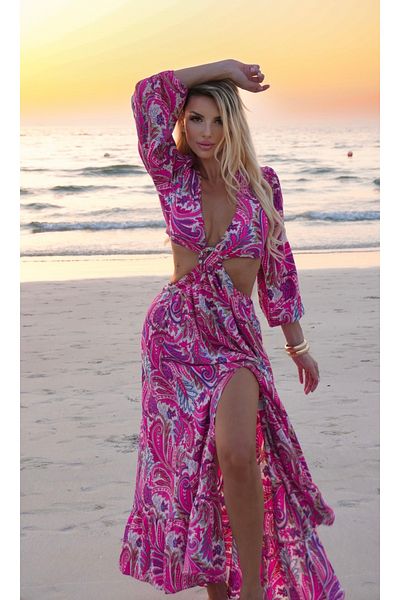 Alorabella Marina Paisley Cut-Out Dress