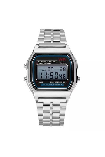 Tessero - Digital Chronograph Watch, Vintage Retro, Metal Bracelet, Unisex, Quartz Mechanism, Alarm,