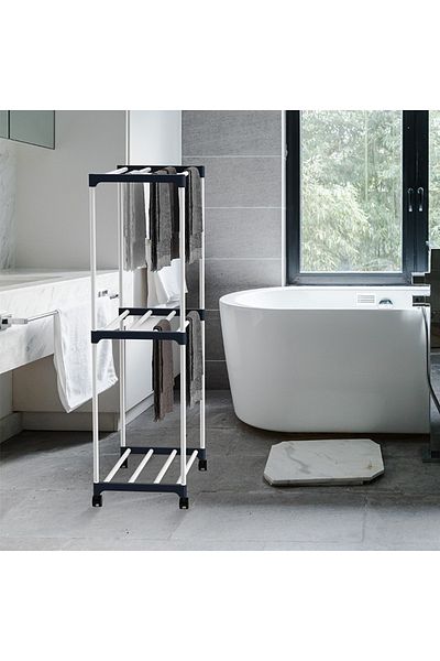 Deliny Towel dryer with shoe rack, 3 levels, portable, 51 (L) x 29.5 (w) x 109 (H) cm