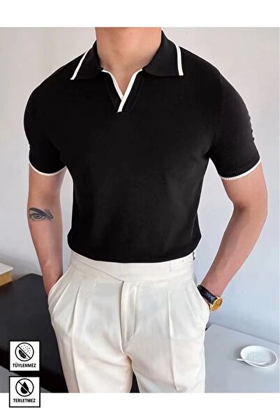 pepule Tricou tricotat premium cu detaliu la guler