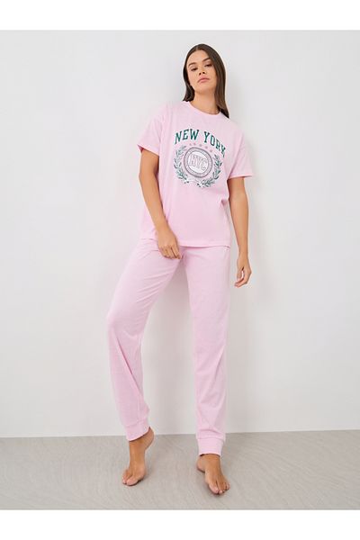 Styli NYC Graphic Print Dropped Shoulder and Cuffed Pyjama Set