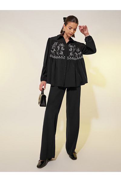 Styli Floral Embroidered Top and Pants Co-Ords