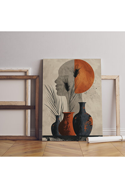 Karkan Tekstil Modern Bohem Vazo 3’lü Kanvas Tablo