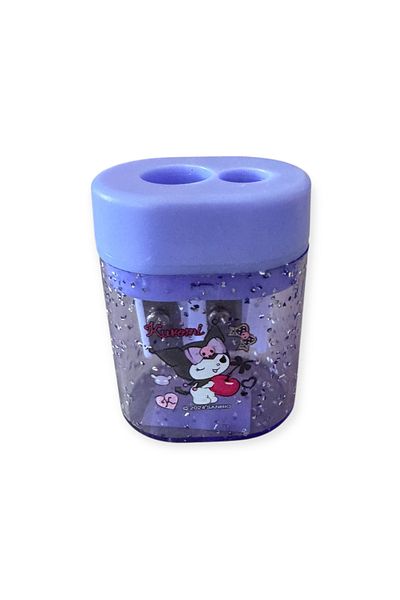 Polin Kuromi Licensed Double Hole Pencil Sharpener Set, Pink and Purple, with Waste Container, 2 Pieces