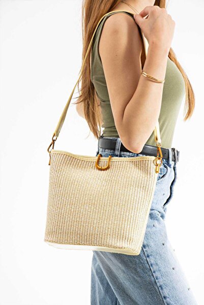 Çanta Trend Moon Straw Women's Hand and Shoulder Bag