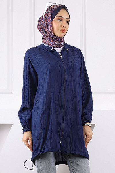 İmajButik Καπάκι με φερμουάρ με κουκούλα Navy Blue