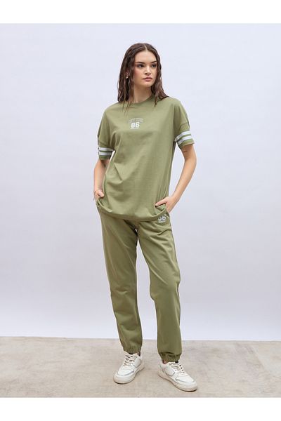 Styli Slogan Print Oversized T-Shirt and Joggers Co-Ords