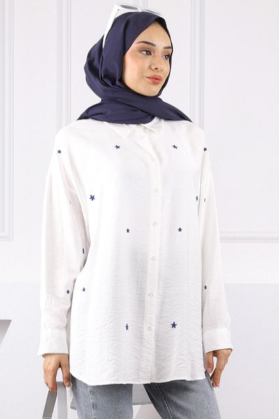 İmajButik Πουκάμισο με κέντημα Ecru Star