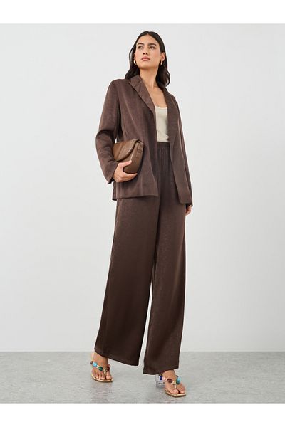 Styli Textured Regular Fit Blazer and Wide Leg Trousers Co-Ords