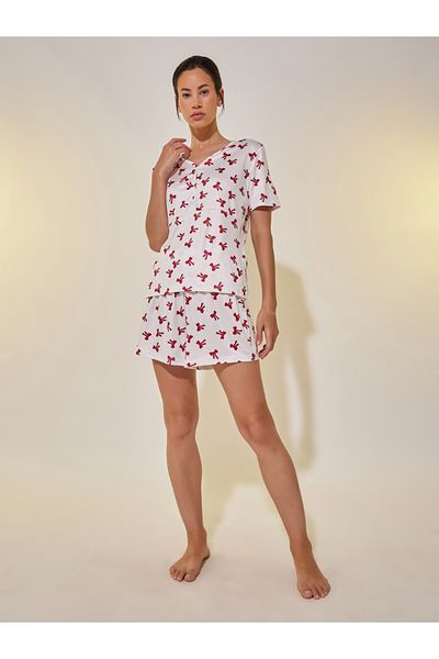 Styli Graphic Print Short Sleeve T-Shirt and Shorts Pyjama Set