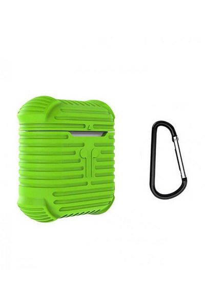 Generic iSmile Silicone Protective Case Cover for AirPods with Safety Ring, Green, 2 Pieces