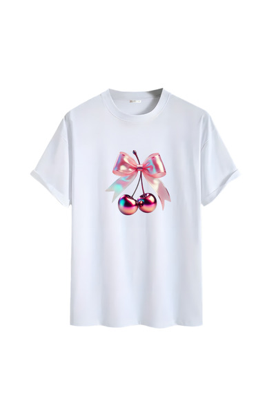 Gölge Store Cherry Chest Printed Unisex Oversize T-Shirt