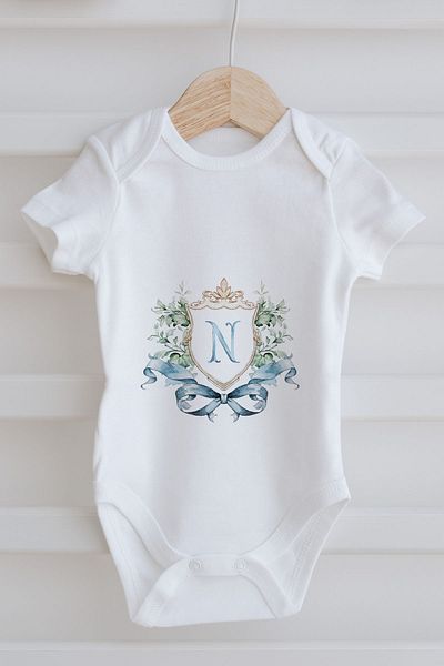 Tuğba Kuğu 3-Piece Baby Body - Blue Royal Series - Letter N