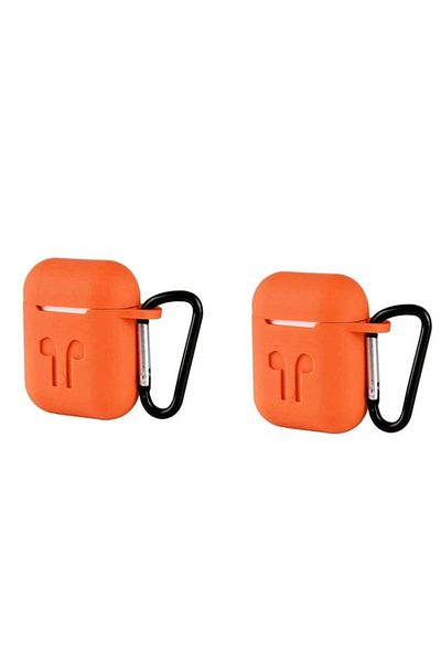 Generic 2-Piece Shockproof Protective Case Cover for AirPods Silicone with Safety Ring Orange