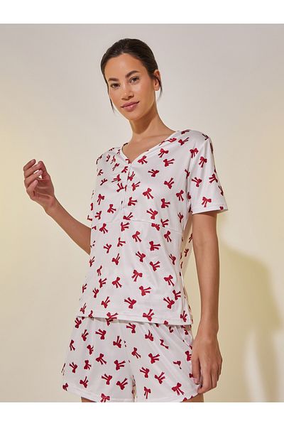 Styli Graphic Print Short Sleeve T-Shirt and Shorts Pyjama Set