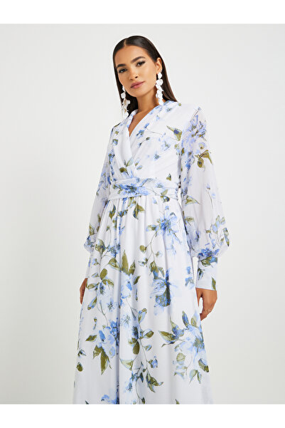 Styli Floral Print V-Neck Wide Leg Jumpsuit