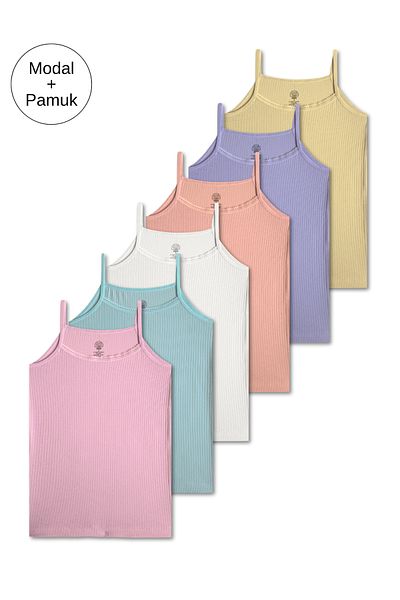 GizaKids Modal - Cotton Blend Girls' Thin Strap Undershirt Set of 6
