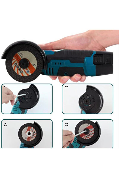 Generic Polizor unghiular mini , fara perii, 12V, 800W, 19500rpm, 10 discuri , 2 baterii si incarcator