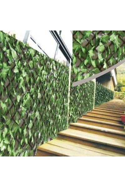 OEM Gard decorativ din lemn cu frunziș verde 1 x 2 m