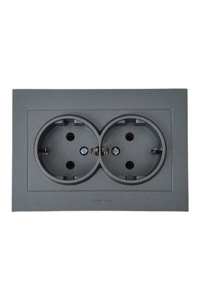 OVİVO Grano Smoked Double Earth Socket Module+Cover