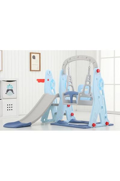 FULLJOY Slide with swing in the shape of an airplane with a 3-in-1 basketball hoop