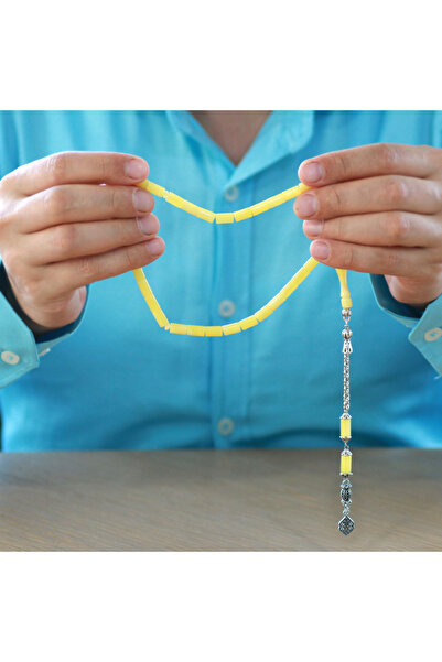 Tesbihane سلسلة معدنية مطلية باللون الأصفر والأبيض من خرز البوهيمي من بيروت