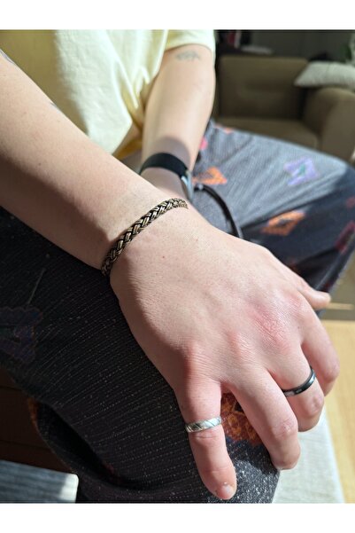Sfenks. Leather Knitted Thick Men's Bracelet