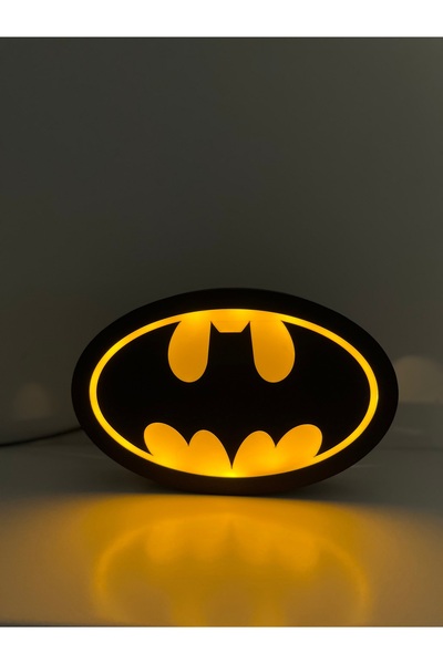 ESL Decor Batman Görünümlü - Batman Logolu - Süper Kahraman Tarzı Gece Lambası –sarı Led Işıklı Lamba
