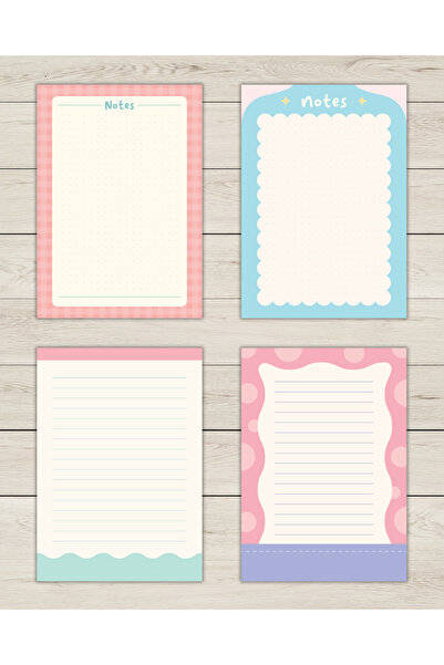 Elvina Paper Renkli 4'lü Not Kağıdı Seti, A6 Boyut, Memopad, To Do List, Blok...