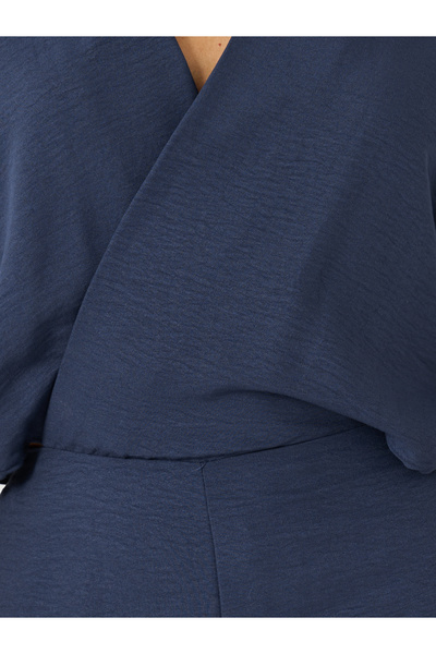 Styli Solid Batwing Sleeves Wrap Look Wide Leg Jumpsuit