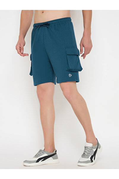 John Player By Styli Solid Drawstring Waist Lounge Shorts with Pockets