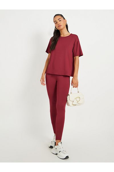 Styli Solid Short Sleeve T-Shirt and Leggings Co-Ords