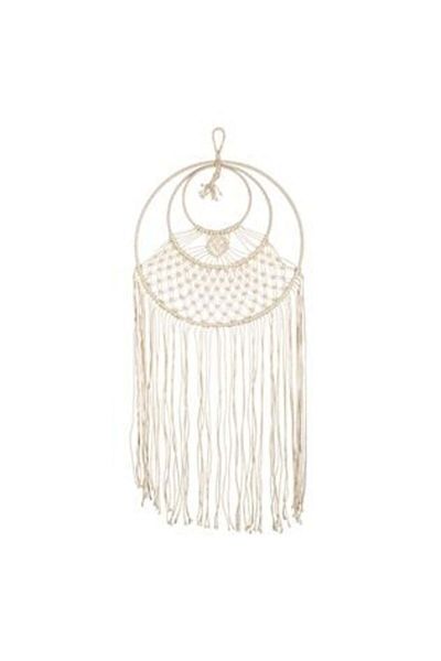 OEM Decorațiune de perete Macrame rotund bej cu ciucuri Ø40 x 90 cm