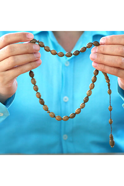 Tesbihane Systemed Barley Cut Light Brown Rosewood Prayer Beads