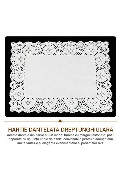 LYOBEST Lace Paper, Rectangular, 30x40 cm, 100 Pcs/Set, Weight 40 g/m², Color White