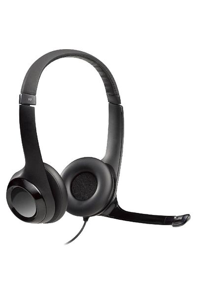 logitech H390 On-Ear Headphones Wired USB Rotating Microphone Black