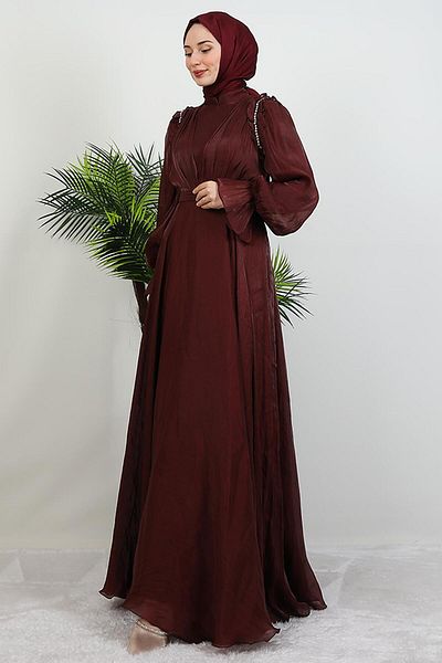 GİYZAMİLA Mısra Φόρεμα Hijab Ροζ Καφέ