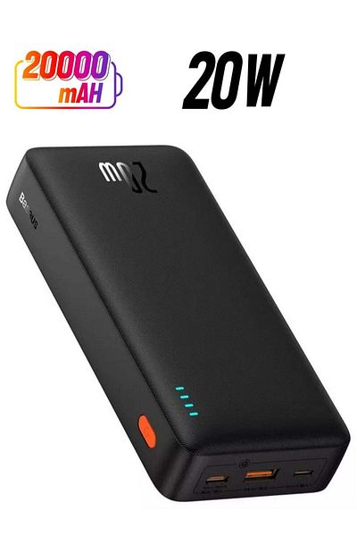 Baseus AirPow Power Bank for Fast Charging, 20000mAh, 20W, Black