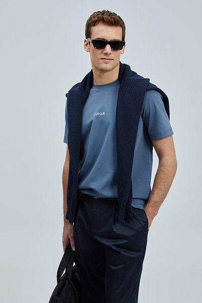 Lufian Marcus Modern Graphic T- Shirt Dark Blue