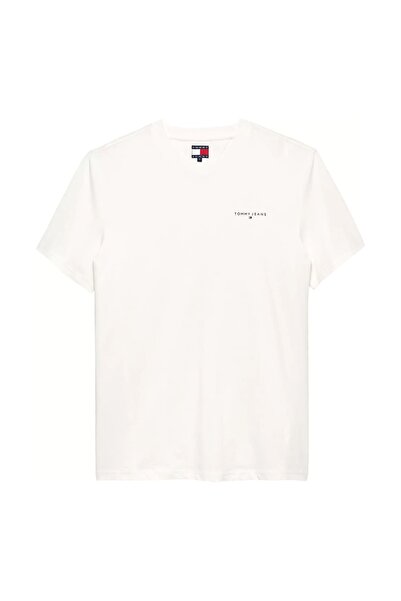 Tommy Hilfiger Erkek Slim Fit Minimal Logo T-Shirt - Ekru