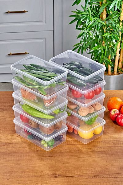 Tilbe Home 20'Li Refrigerator Organizer Self-Cover Microwave Diffused Suitable 2000ml Rectangular Storage Container