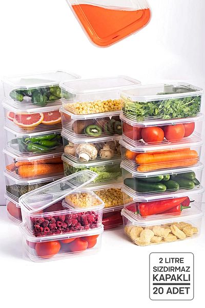 Tilbe Home 20'Li Refrigerator Organizer Self-Cover Microwave Diffused Suitable 2000ml Rectangular Storage Container