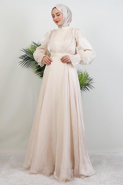 GİYZAMİLA Rochie Hijab Mısra Bej