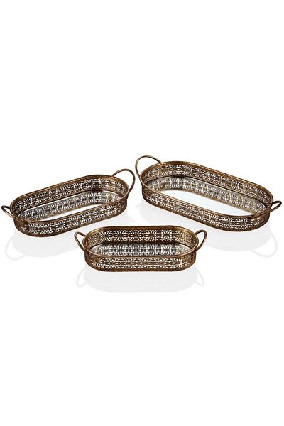 LAMEDORE طقم صينية 3 قطع من Elips Gold 43,5x22x8 38x17,5x833x14,5x7 سم